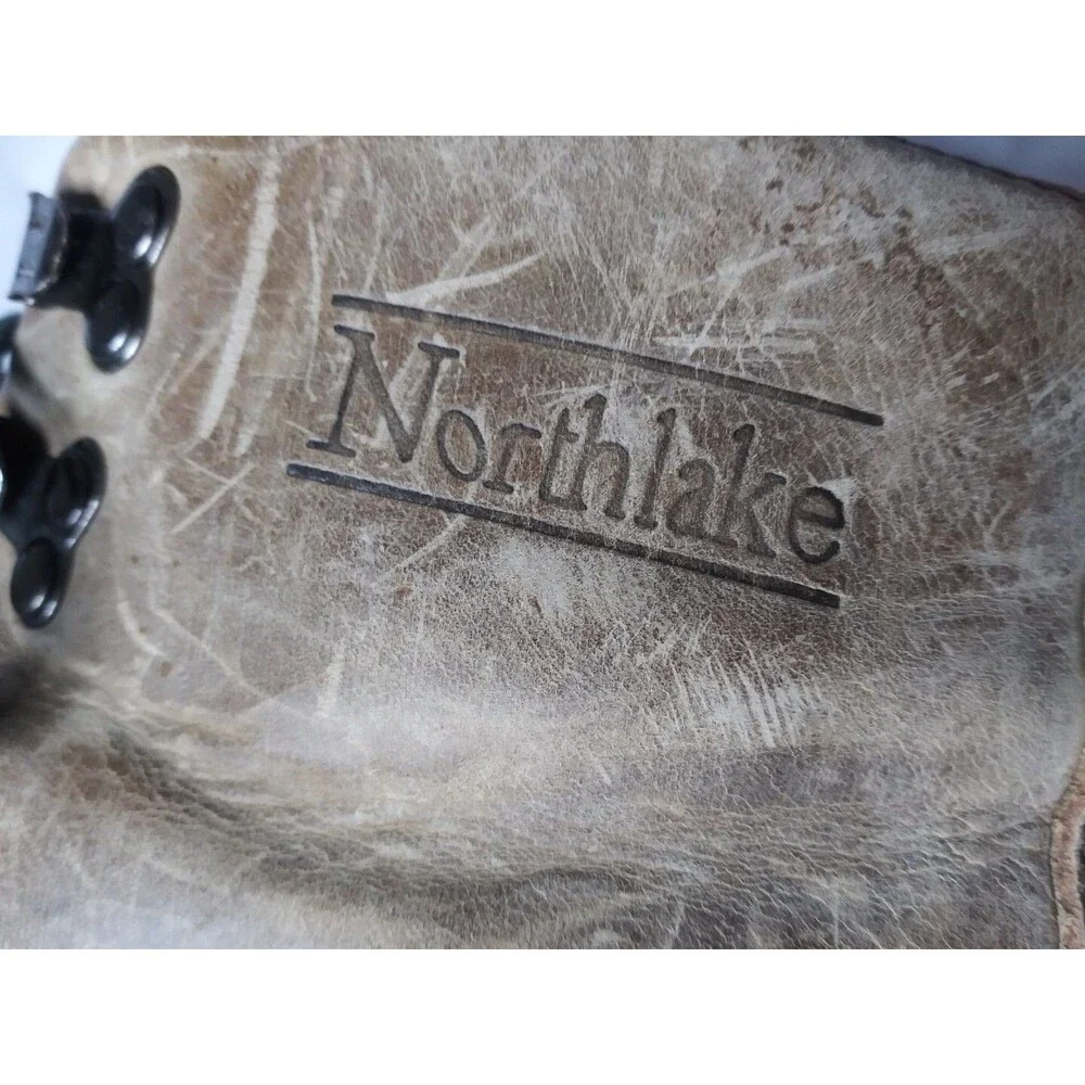 Vintage NorthLake Mens Leather Work Boots Size 11 M Beige Brown
